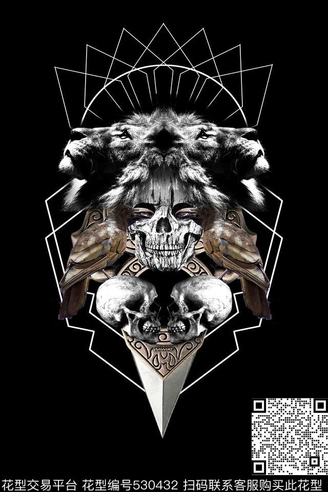 狮子骷髅T恤数码印花华亿平台下载（图片编号: 530432） - 瓦栏（Walan）