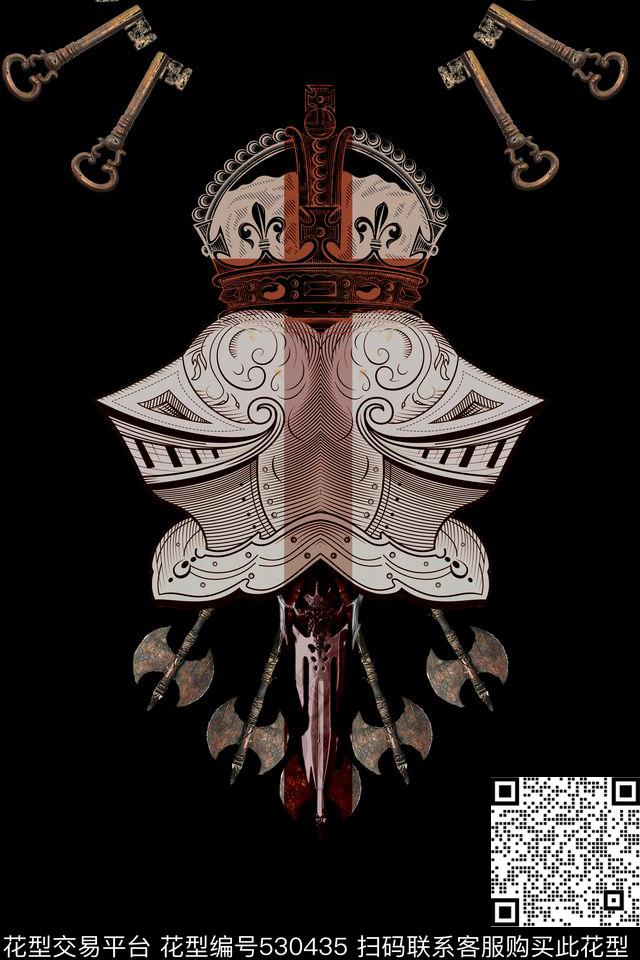 复古盔甲T恤数码印花华亿平台下载（图片编号: 530435） - 瓦栏（Walan）