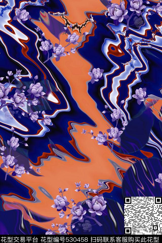 复古抽象肌理数码印花华亿平台下载（图片编号: 530458） - 瓦栏（Walan）