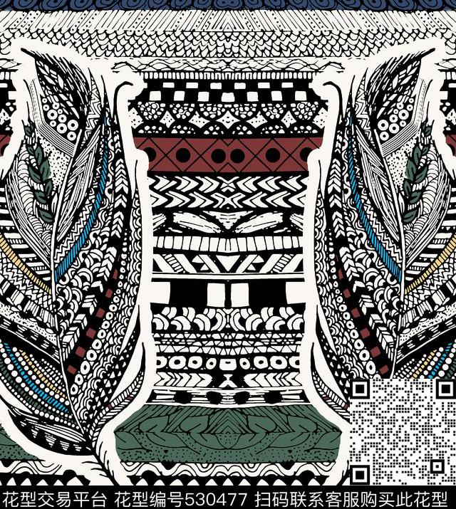 抽象横条纹理树叶传统印花华亿平台下载（图片编号: 530477） - 瓦栏（Walan）