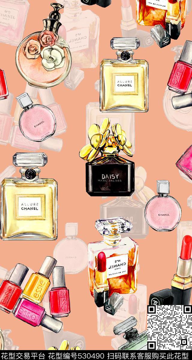时尚香水瓶口红数码印花华亿平台下载（图片编号: 530490） - 瓦栏（Walan）