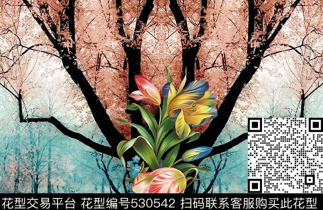 裁片魔幻森林数码印花华亿平台下载（图片编号: 530542） - 瓦栏（Walan）