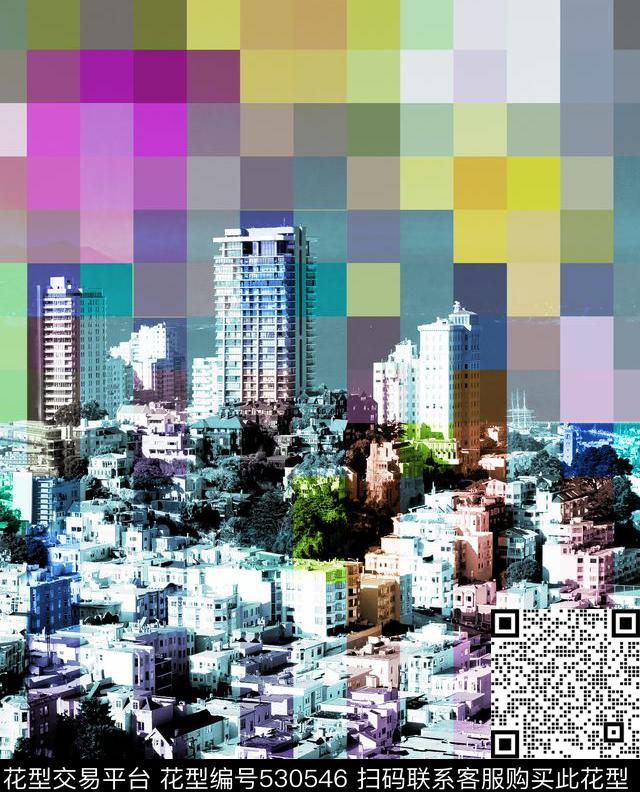 照片景观定位几何色块数码印花华亿平台下载（图片编号: 530546） - 瓦栏（Walan）