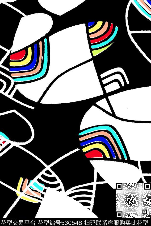 抽象几何线条传统印花华亿平台下载（图片编号: 530548） - 瓦栏（Walan）