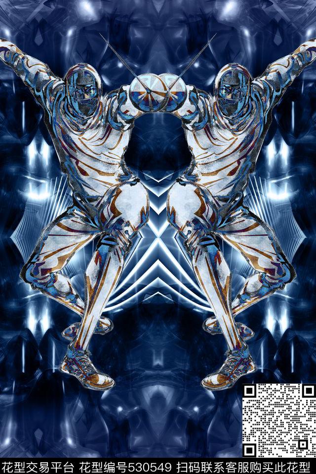 酷炫流行时尚运动人物数码印花华亿平台下载（图片编号: 530549） - 瓦栏（Walan）