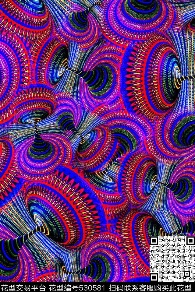 抽象渐变几何数码印花华亿平台下载（图片编号: 530581） - 瓦栏（Walan）
