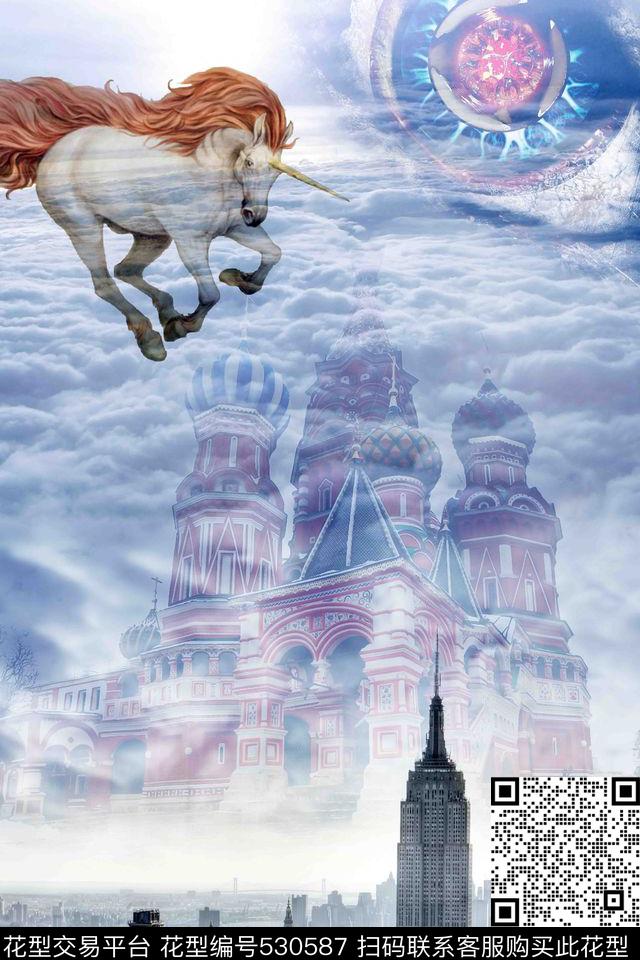 流行时尚未来主义海市蜃楼数码印花华亿平台下载（图片编号: 530587） - 瓦栏（Walan）