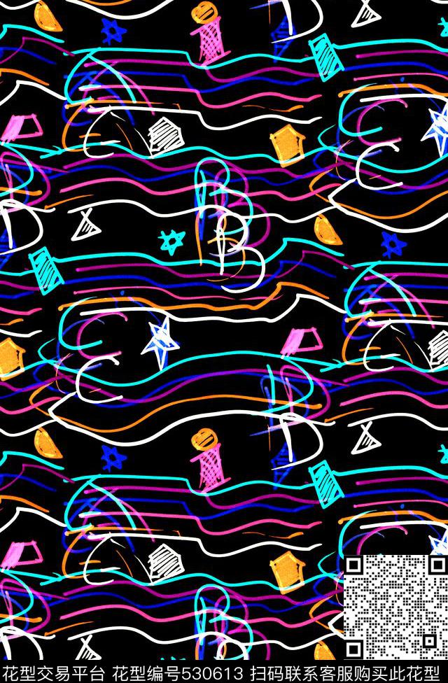 抽象服装几何数码印花华亿平台下载（图片编号: 530613） - 瓦栏（Walan）