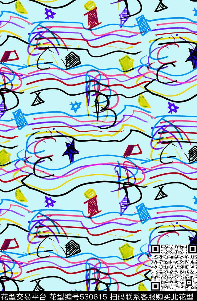 抽象服装几何数码印花华亿平台下载（图片编号: 530615） - 瓦栏（Walan）