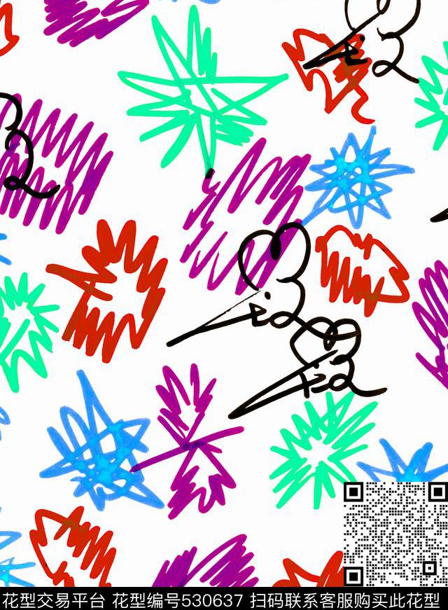 抽象服装家纺数码印花华亿平台下载（图片编号: 530637） - 瓦栏（Walan）