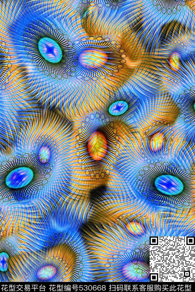 抽象几何线条数码印花华亿平台下载（图片编号: 530668） - 瓦栏（Walan）