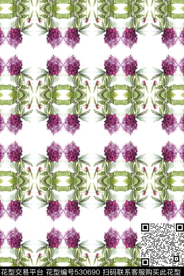 花卉花朵图案数码印花华亿平台下载（图片编号: 530690） - 瓦栏（Walan）