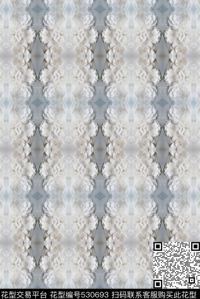 抽象规律花朵数码印花华亿平台下载（图片编号: 530693） - 瓦栏（Walan）