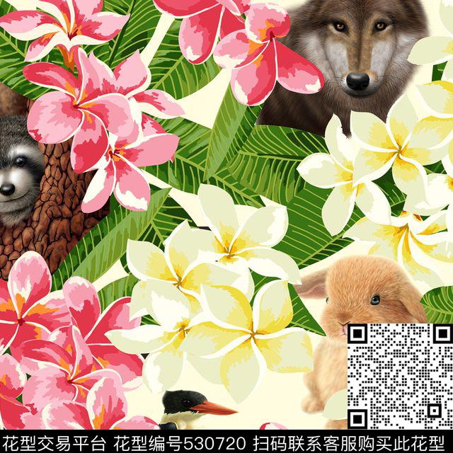 写意动物植物数码印花华亿平台下载（图片编号: 530720） - 瓦栏（Walan）