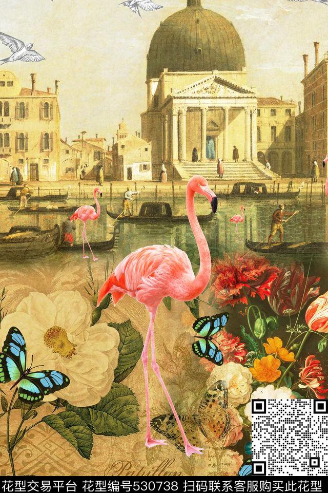 创意服装面料创意图案设计欧式建筑数码印花华亿平台下载（图片编号: 530738） - 瓦栏（Walan）