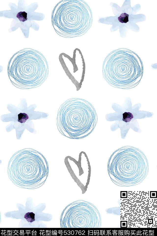 小清新女装白底数码印花华亿平台下载（图片编号: 530762） - 瓦栏（Walan）