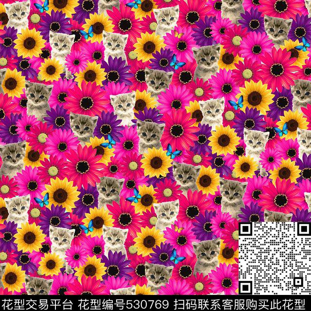 写意动物花卉数码印花华亿平台下载（图片编号: 530769） - 瓦栏（Walan）