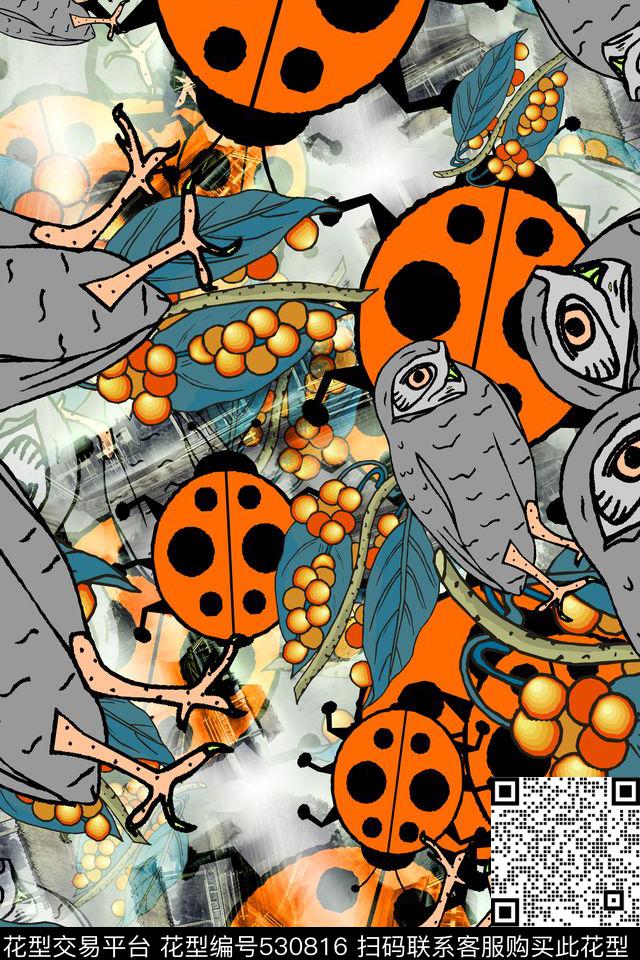 动物卡通流行时尚数码印花华亿平台下载（图片编号: 530816） - 瓦栏（Walan）