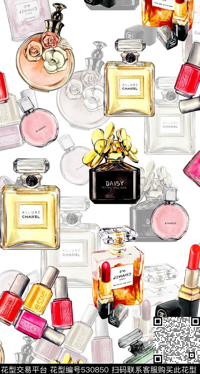 时尚香水瓶口红数码印花华亿平台下载（图片编号: 530850） - 瓦栏（Walan）