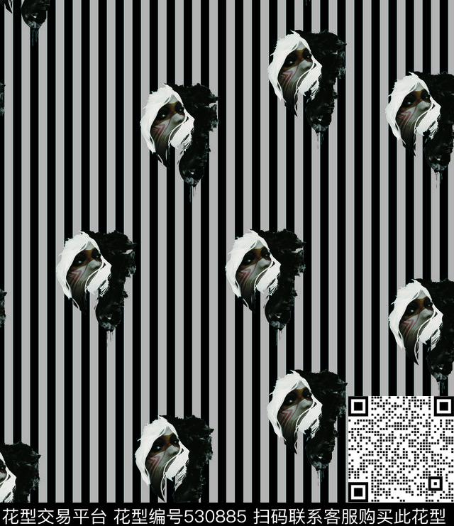 复古.欧美条纹数码印花华亿平台下载（图片编号: 530885） - 瓦栏（Walan）