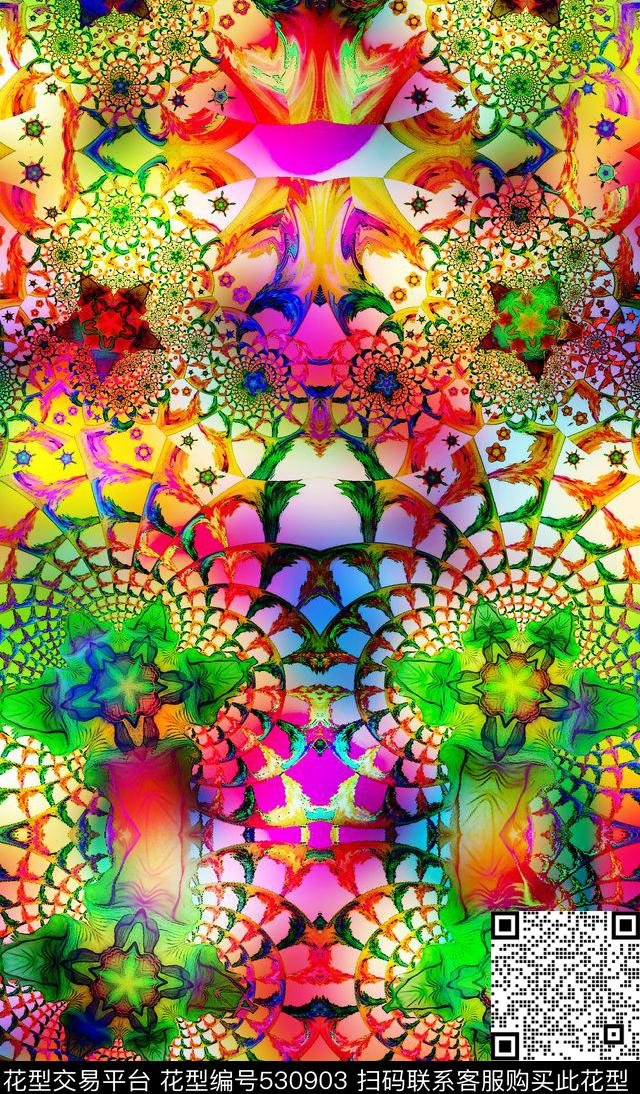 抽象时尚梦幻数码印花华亿平台下载（图片编号: 530903） - 瓦栏（Walan）