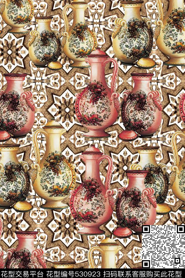 民族风女装手绘彩绘瓷器数码印花华亿平台下载（图片编号: 530923） - 瓦栏（Walan）