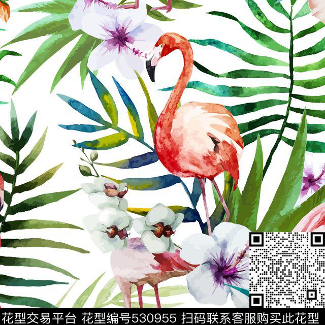 欧美花卉时尚数码印花华亿平台下载（图片编号: 530955） - 瓦栏（Walan）