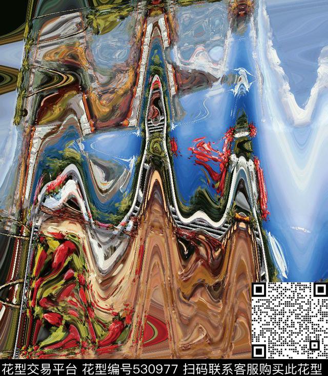 抽象几何线条数码印花华亿平台下载（图片编号: 530977） - 瓦栏（Walan）