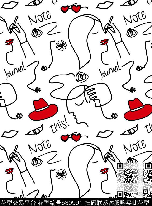 笔触插画抽象传统印花华亿平台下载（图片编号: 530991） - 瓦栏（Walan）