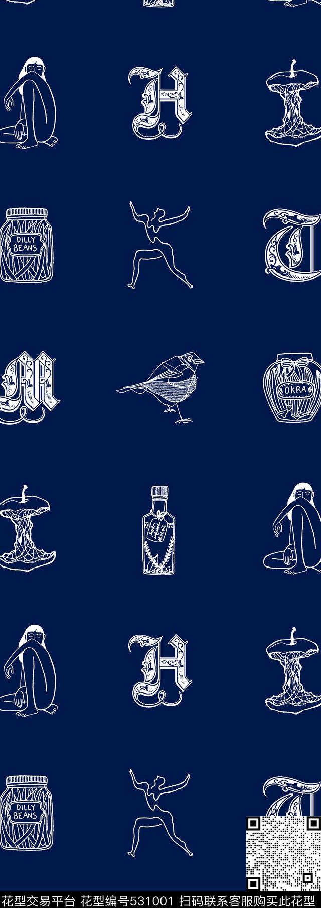 插画抽象纯色传统印花华亿平台下载（图片编号: 531001） - 瓦栏（Walan）