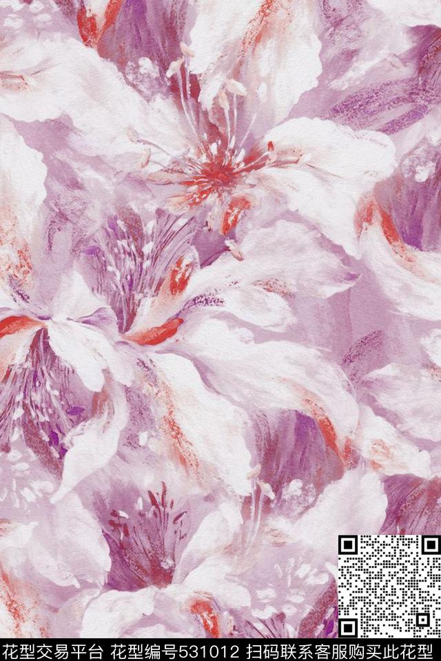 休闲时尚简洁大方手绘抽象水彩复古抽象水彩花卉服装面料华亿平台数码印花华亿平台下载（图片编号: 531012） - 瓦栏（Walan）