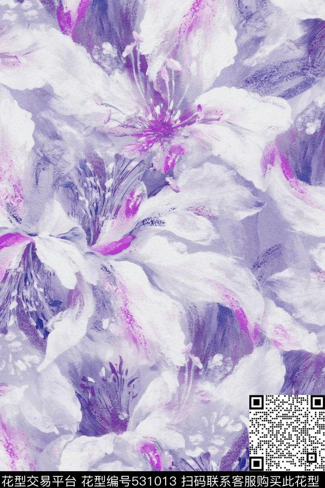休闲时尚简洁大方手绘抽象水彩复古抽象水彩花卉服装面料华亿平台数码印花华亿平台下载（图片编号: 531013） - 瓦栏（Walan）