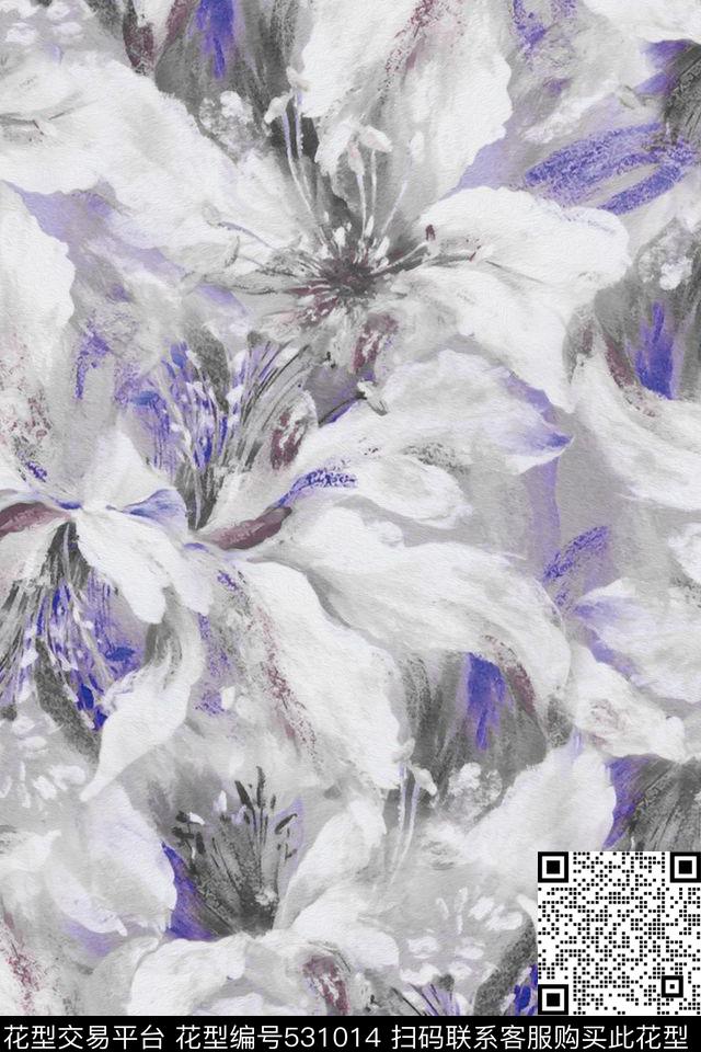 休闲时尚简洁大方手绘抽象水彩复古抽象水彩花卉服装面料华亿平台数码印花华亿平台下载（图片编号: 531014） - 瓦栏（Walan）