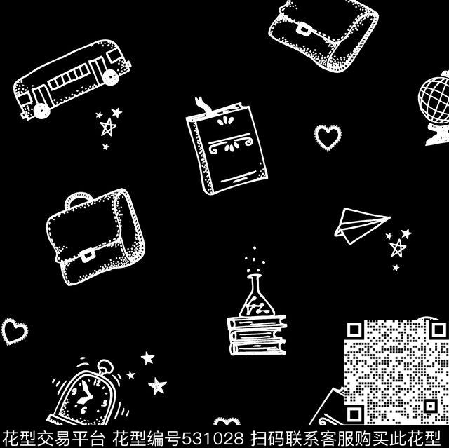 手绘钢笔画涂鸦单色卡通传统印花华亿平台下载（图片编号: 531028） - 瓦栏（Walan）