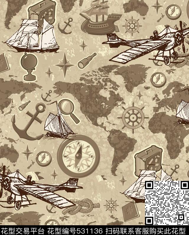 船锚地图帆船传统印花华亿平台下载（图片编号: 531136） - 瓦栏（Walan）