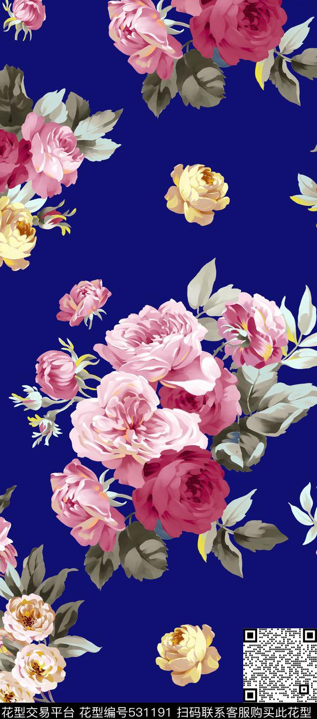 花卉欧美时尚传统印花华亿平台下载（图片编号: 531191） - 瓦栏（Walan）