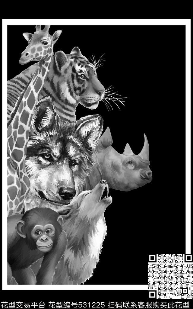 时尚潮流老虎长颈鹿数码印花华亿平台下载（图片编号: 531225） - 瓦栏（Walan）