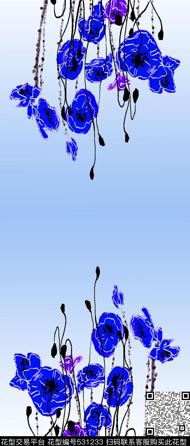 定位手绘围巾传统印花华亿平台下载（图片编号: 531233） - 瓦栏（Walan）