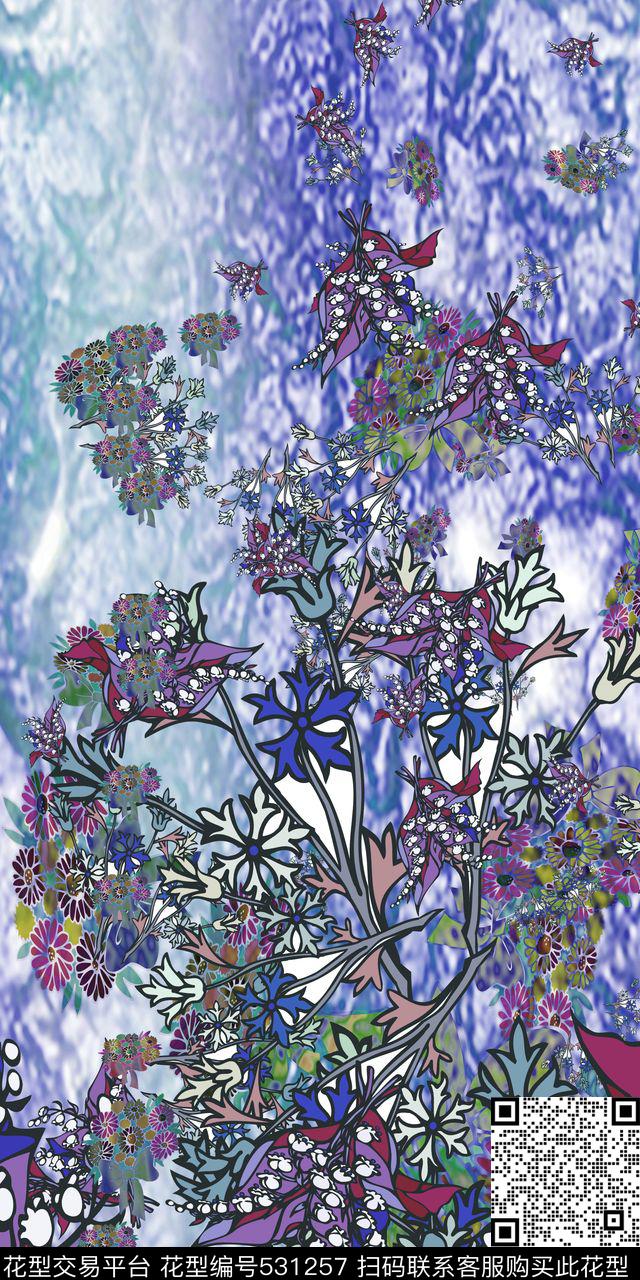 定位花风景花卉数码印花华亿平台下载（图片编号: 531257） - 瓦栏（Walan）