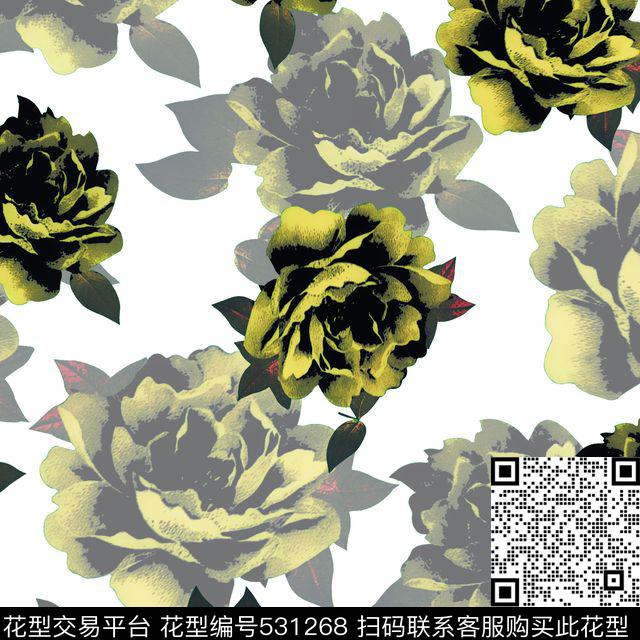休闲大花暗花数码印花华亿平台下载（图片编号: 531268） - 瓦栏（Walan）