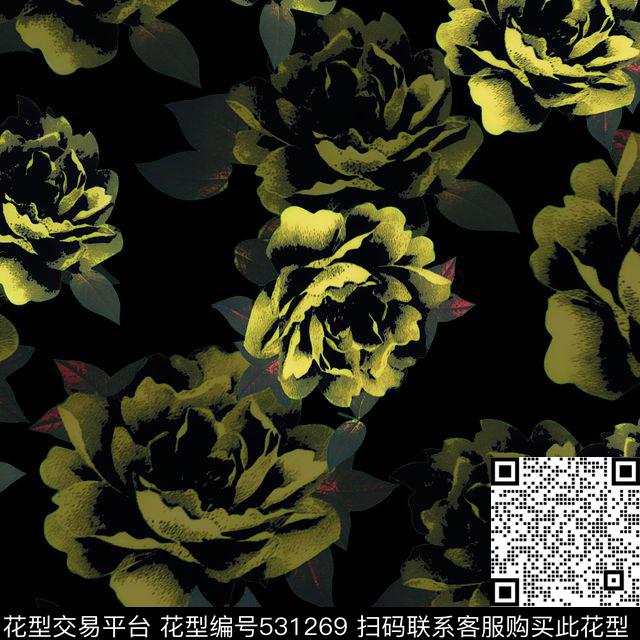 休闲大花暗花数码印花华亿平台下载（图片编号: 531269） - 瓦栏（Walan）