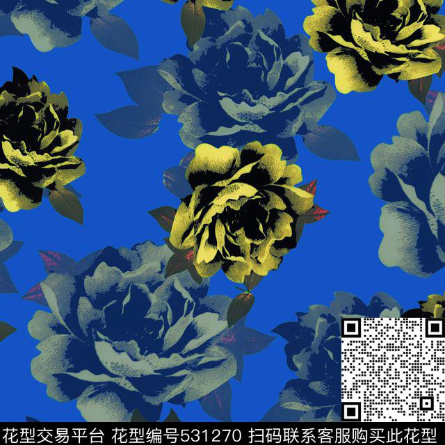休闲大花暗花数码印花华亿平台下载（图片编号: 531270） - 瓦栏（Walan）