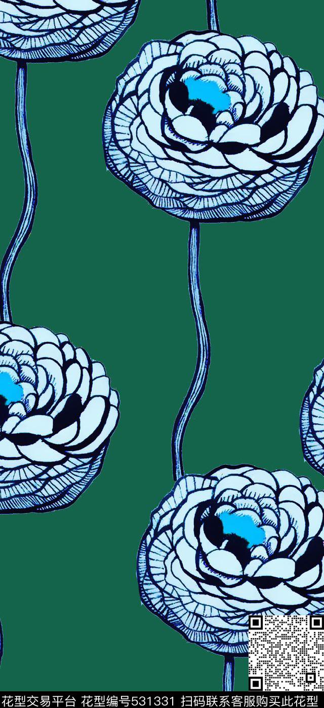 休闲大丽花简约数码印花华亿平台下载（图片编号: 531331） - 瓦栏（Walan）