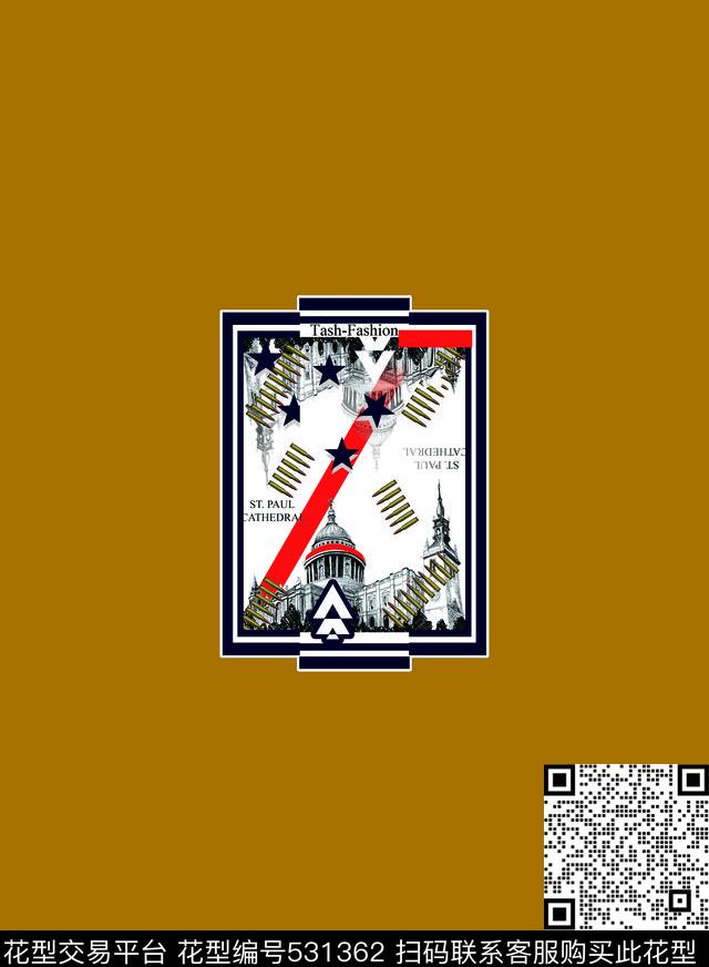 欧美风五角星红白条数码印花华亿平台下载（图片编号: 531362） - 瓦栏（Walan）