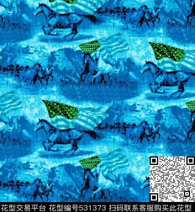 马山水美国国旗传统印花华亿平台下载（图片编号: 531373） - 瓦栏（Walan）