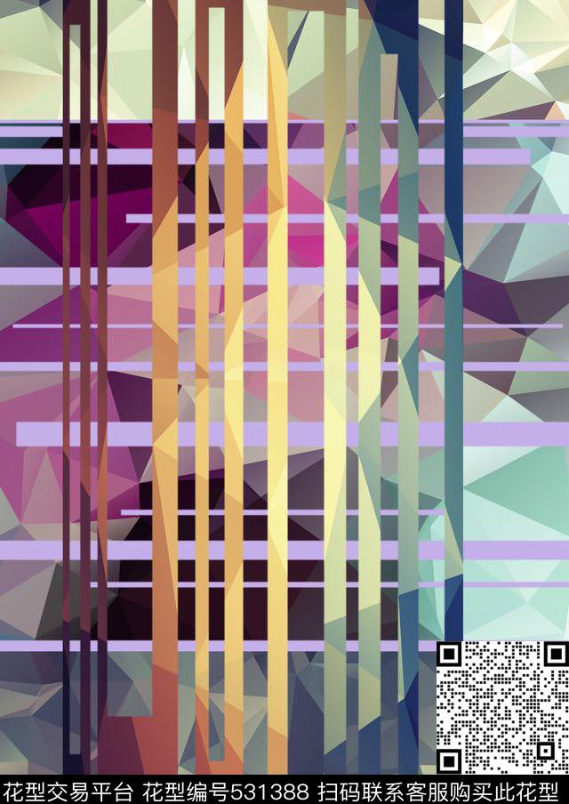 几何创意折纸数码印花华亿平台下载（图片编号: 531388） - 瓦栏（Walan）