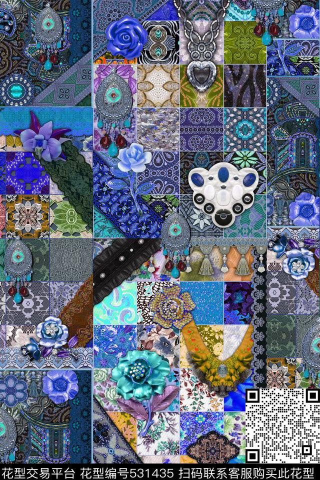 民族风花纹挂毯数码印花华亿平台下载（图片编号: 531435） - 瓦栏（Walan）