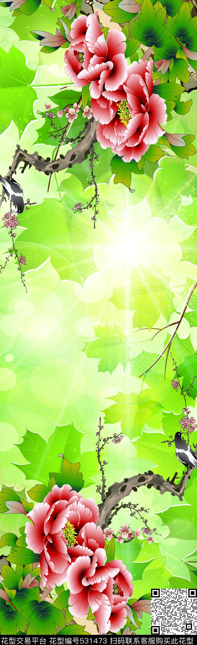 中国风国画手绘数码印花华亿平台下载（图片编号: 531473） - 瓦栏（Walan）