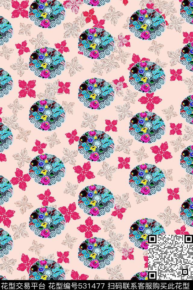 抽象蕾丝简约数码印花华亿平台下载（图片编号: 531477） - 瓦栏（Walan）