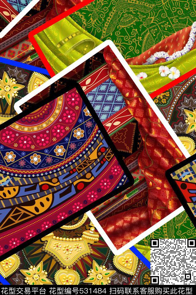窗帘花纹民族数码印花华亿平台下载（图片编号: 531484） - 瓦栏（Walan）